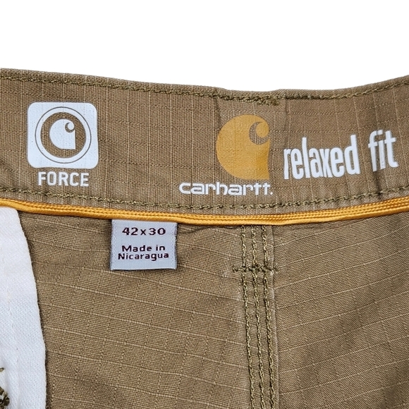 Carhartt Force Relaxed Fit Khaki Tan Cargo Pants Ripstop Men's Size 42x30 - Picture 6 of 10